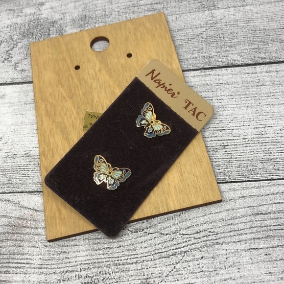 Vintage Napier TAC Pin Cloisonne Butterflies - Picture 1 of 4